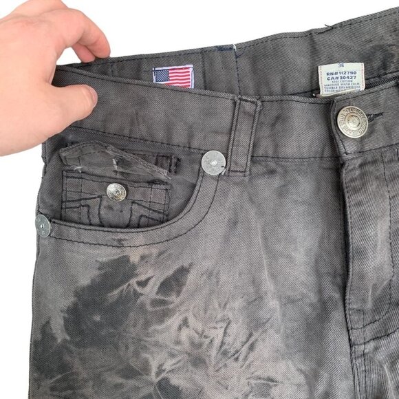 VINTAGE True Religion Jeans Size 36 JOEY SUPER T Gray Camo - Picture 5 of 11